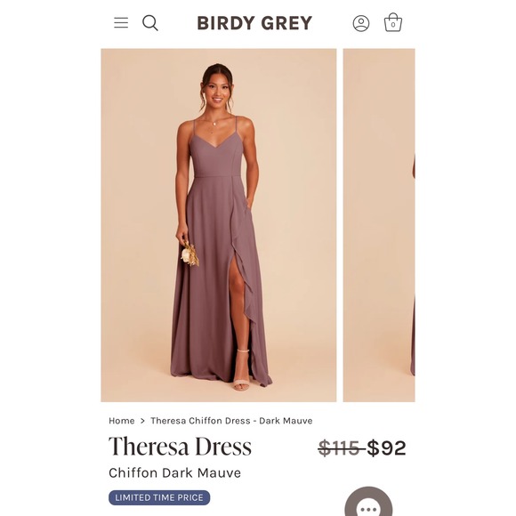 Birdy Grey Theresa Bridesmaid Dress in Dark Mauve. Size Small. NWT - Picture 9 of 9